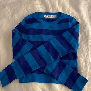 Zara blue striped sweater; cropped